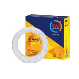 GVD 0.75 Sqmm White 2 Core FR PVC Flexible Stranded Insulated Copper Wire for Home, Domestic &a; Industrial Use, Length: 10 m-18