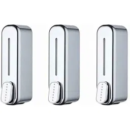 Spazio SmartBuy 350ml Plastic Silver Heavy Duty Wall Mount Liquid Soap Dispenser (Pack of 3)-picture-23