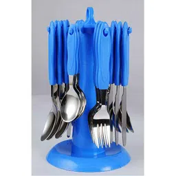 Elegante 24 Pcs Signature Blue Stainless Steel &a; Plastic Cutlery Set, SL-122B-picture-3