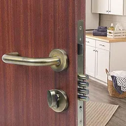 Saze Rose Stainless Steel Antique Brass Finish One Side Key Mortise Door Lock Handle Set with 3 Keys, MG-1103-image-74