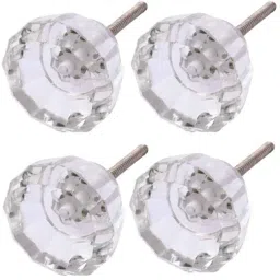Atom 1.25 Inch Clear Crystal Glass Flower Cabinet Door knob (Pack of 4)-image-53
