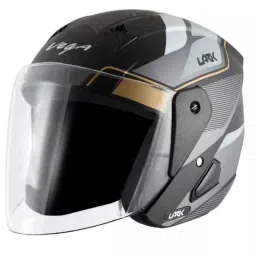 Vega Legend ABS Dull Black Silver Open Face Helmet, Size: Medium-picture-13