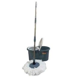 Aristo Super Plastic Grey Spin Mop Bucket with Auto Fold Steel Handle, 2 Refill &a; Free Lasaani 1L Water Folder-picture-8