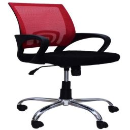 Regent Voom Net &a; Metal Black Red Chair with Modle Handle (Pack of 2) image 2