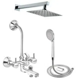Gold Bell G157 Brass Silver Wall Mounted Chrome Finish 3 in 1 Bathroom Wall Mixer Set-picture-35