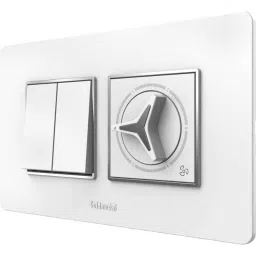 Goldmedal 2 Pcs Air Aura 10A 1M Switch, 2M Orion Fan Regulator &a; White Cover Plate Set, A74MC4-72