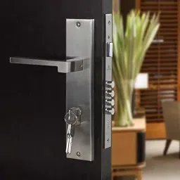 Saze 10 inch Stainless Steel Matt Finish Cylindrical Plate One Side Key Mortise Door Lock Handle Set with 3 Keys, LB-306-image-66