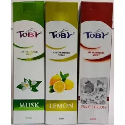 Toby 3 Pcs 270ml Musk, Lemon &a; Jannat E Firdous Long Lasting Fragrance Air Freshener Spray Set-image-96
