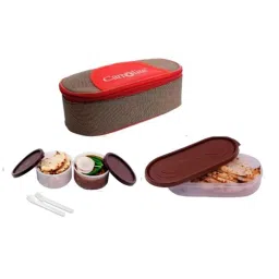 Carrolite 650ml Red &a; Brown Plastic Lunchbox, Brown_P-34 (Pack of 5)-image-66