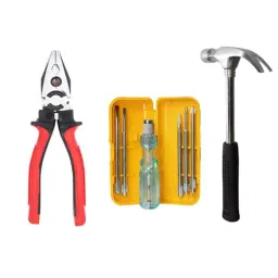 Hillgrove HGCM380M1 8 inch Heavy Duty Grip Multipurpose Combination Lineman Plier, Claw Hammer &a; 5-in-1 Screwdriver Combo, HGCM679-35
