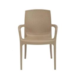 Supreme Texas Matt Finish Heavy Duty Plastic Dark Beige Chair with arm (Pack of 2)-picture-18
