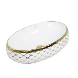 Bassino 40x60x14.5cm Ceramic Golden &a; White Glossy Finish Round Wash Basin, BTT-1005-F-image-32