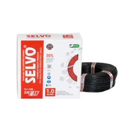 Selvo 1 Sqmm Black PVC Insulated Multistrand Flame Retardant Copper Cable, SELCAB1LB, Length: 90 m-image-21