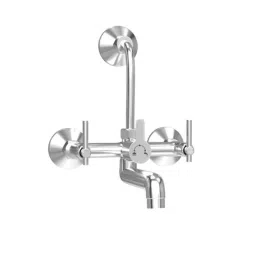 IRIS Terrim Brass Silver 2-in-1 Wall Mixer with Provision for Overhead Shower &a; 125mm Long Bend Pipe-image-21
