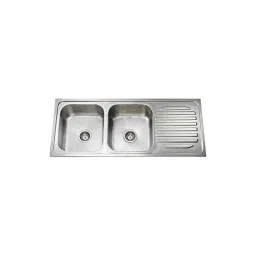 Jayna Mercury DBSD 01 Glossy Double Bowl With Single Drain Board Sink, Size: 54.5 x 18.5 in-image-44