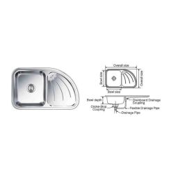 Nirali Ultimo Satin Finish Kitchen Sink With Right Hand Drain Board, Size: 865x532 mm-image-77
