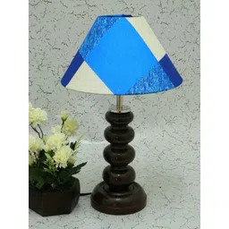 Tucasa Smart Wooden Table Lamp with Blue Check Shade, LG-1071-image-73