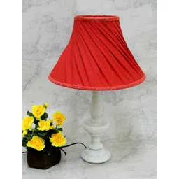 Tucasa Elegant White Marble Table Lamp with Red Shade, LG-797-7