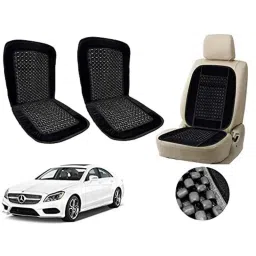 Auto Pearl PU, Velvet &a; Wooden Beads Black Rectangular Seat Cushion for Mercedes Benz CLS-Class (Pack of 2 )-image-36