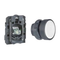 Schneider Electric Harmony XB5 230V 22mm White NO Flush Integral Illuminated Round Push Button with Clear Lens, XB5AW31M1N-46