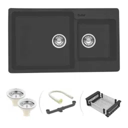 Ruhe 34x20x9 inch Quartz Black Matt Finish Double Bowl Kitchen Sink, 13-0318-03-picture-46