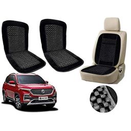 Auto Pearl PU, Velvet &a; Wooden Beads Black Rectangular Seat Cushion for MG Hector (Pack of 2 )-image-93