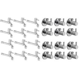 Zesta Turbo 24 Pcs Stainless Steel Chrome Finish Long Body Bib Cock &a; Angle Cock Set with Wall Flange-picture-44