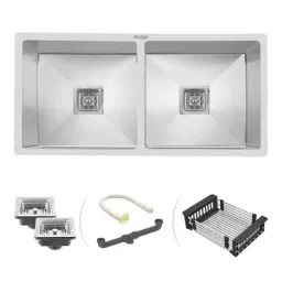 Ruhe 37x18x10 inch Stainless Steel Matt Finish Double Bowl Handmade Kitchen Sink, 13-0303-01-EX-picture-10