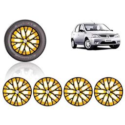 Auto Pearl 4 Pcs 14 inch ABS Black &a; Yellow Press Type Fitting Car Wheel Cover Set for Renault Logan-image-76