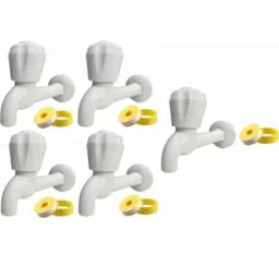 Senkiddpro 5 Pcs PVC White Long Body Tap with 5 Pcs Teflon Tape Combo-7