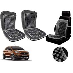 Auto Pearl PU, Velvet &a; Wooden Beads Grey Rectangular Seat Cushion for Ford Aspire Free Style (Pack of 2 )-image-93