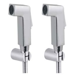 Joyway Cubix Plastic Chrome Finish Silver Health Faucet with 1m Flexible Tube &a; Wall Hook (Pack of 2)-17