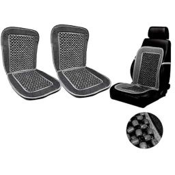 Auto Pearl PU, Velvet &a; Wooden Beads Grey Rectangular Seat Cushion for Hyundai Elite i20 (Pack of 2 )-39