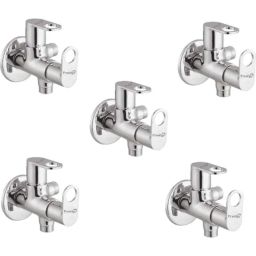 Prestige Prime Brass Chrome Finish Silver 2 Way Angle Cock with Wall Flange (Pack of 5)-image-42