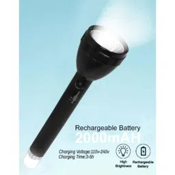 Pick Ur Needs 50W Black Rechargeable Long Range LED Torch with BackLight, PN 9050-picture-3