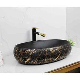 Bassino Art 40x60x15cm Ceramic Black &a; Gold Wash Basin, ES_1013-image-35