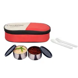 Carrolite 400ml Black &a; Red Stainless Steel Lunchbox, Black_002 (Pack of 2)-image-94