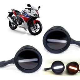 Auto Pearl 2 Pcs 12V Black Bike Front LED Indicator Light Set for Honda CBR, F171-picture-11