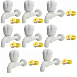 Senkiddpro 8 Pcs PVC White Long Body Tap with 8 Pcs Teflon Tape Combo-16