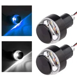 Riderscart 2 Pcs White &a; Blue Motorcycle Turn Signal LED Handle Bar Light Set-6