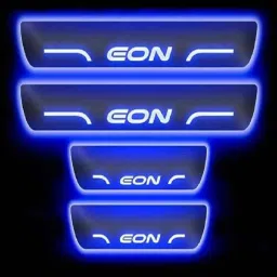 Car Accessories Hub 4 Pcs Acrylic Black Sill Scuff Plate Set with Blue LED for Hyundai Eon All Model-picture-38