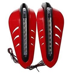 Meenu Arts Motorcycle Handguards with Led Light for 7/8 inch Grips - 300 * 140 * 110Mm (Red) for Bajaj Discover 100 DTS-I-43