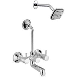 IRIS Dove 2 Pcs Brass Chrome Finish Wall Mixer &a; Grand Shower Head Set-image-63