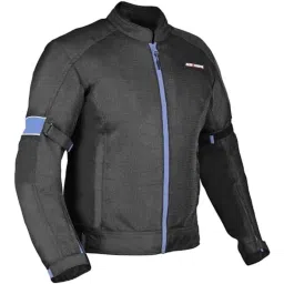 AllExtreme TRIPPER Mesh Fabric Blue &a; Black Windproof Bike Riding Jacket with Armour Back Elbows &a; Shoulders Gear Protector for Men, Size: S-image-88