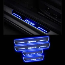 SureStrive 4 Pcs Acrylic Car Side Footstep Set with Blue LED Door Sill Scuff Plate for Maruti Suzuki Ignis All Model-image-4