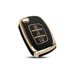 Flymaster Thermoplastic Polyurethane Black TPU Car Key Cover, BLACK-TPURKE-9-14
