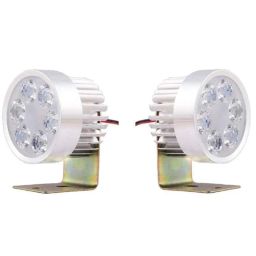 AllExtreme EX6RFW2 2 Pcs 6 LED 6W White Round Fog Waterproof Light Set with Metal Stand for Bike &a; Car-image-87