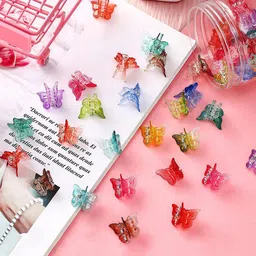 Yellow Chimes Set Of 22 Multicolor Butterfly Hair Claws Along With Storage Box-73