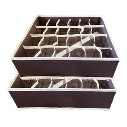 HOUSE OF QUIRK 2 Pieces Brown & Cream Collapsible Closet Organizer Boxes-39