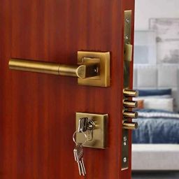 Saze Stainless Steel Antique Brass Matt Finish 4 Bullet Pin Mortise Door Lock Handle Set with 3 Computer KeysMg303-4